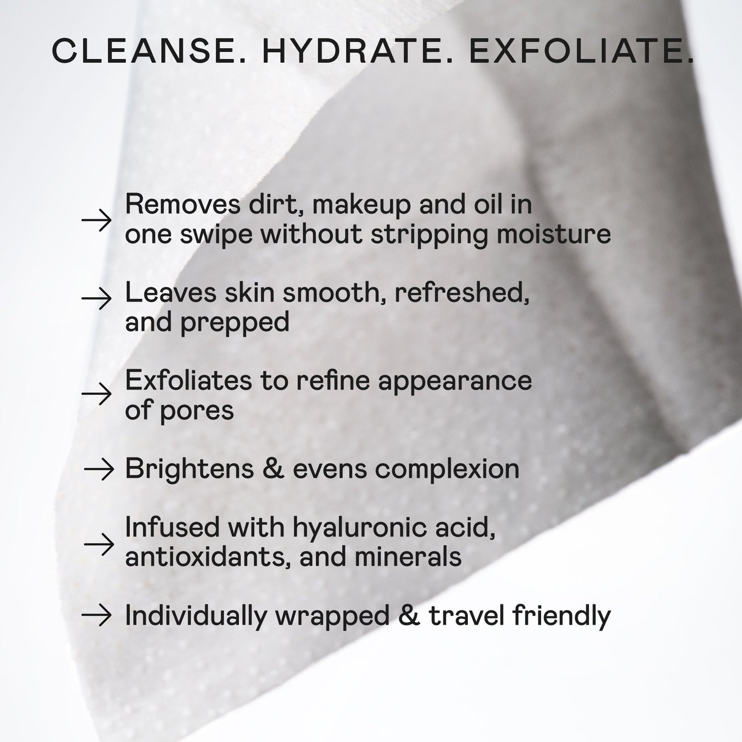 Exfoliating & Hydrating Facial Wipes - Face Wipes for Cleansing, Exfoliating & Hydrating