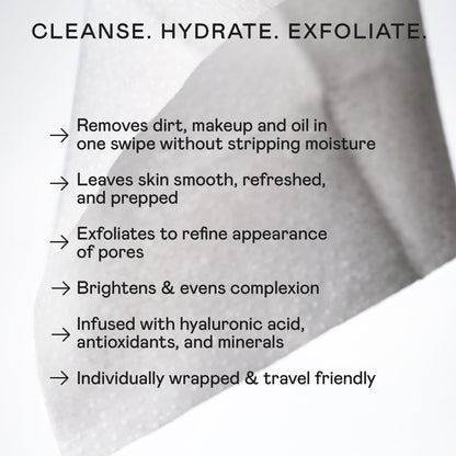 Exfoliating & Hydrating Facial Wipes - Face Wipes for Cleansing, Exfoliating & Hydrating
